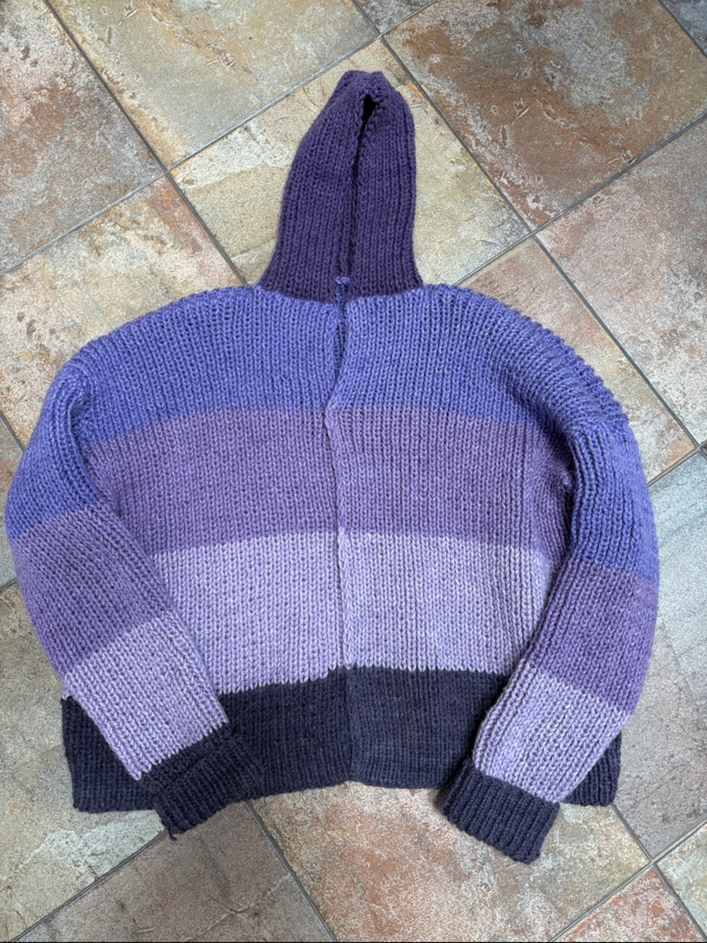 Purple Ombre Hooded Knit Cardigan